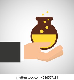hand holding research science container vector illustration eps 10