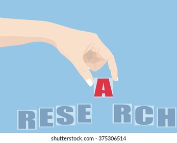 Hand Holding Research word, Vector Illustration EPS 10.