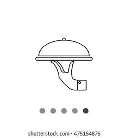 Hand holding restaurant cloche