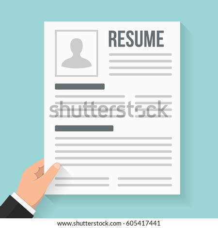 hand holding resume flat design vector stock vector royalty free flat design resume