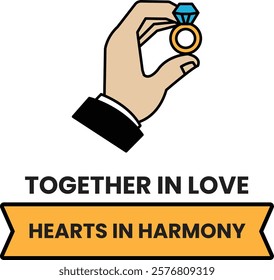 A hand holding a ring with the word