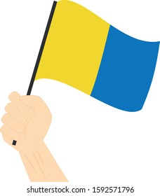 Hand holding and rising the maritime flag to represent the letter K Vector Illustration