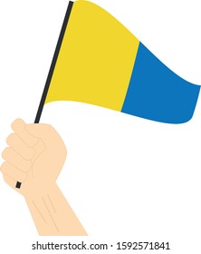 Hand holding and rising the maritime flag to represent the number Five Vector Illustration