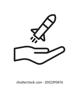 Hand holding rocket icon design vector illustration