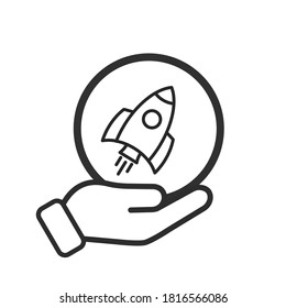 hand holding rocket sign