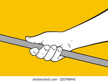 Hand holding rod
