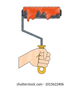 Hand holding rolling paint