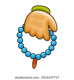 hand holding rosary vector illustration