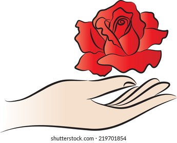 hand holding a rose