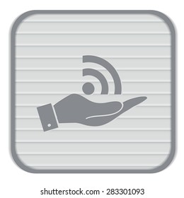 hand holding a rss symbol. character news symbol.