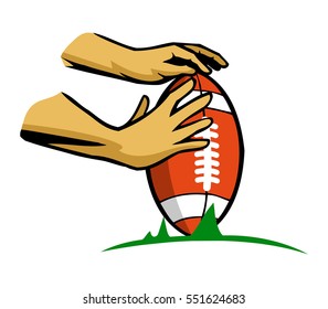 Hand Holding Rugby Ball