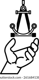 A hand holding ruler
