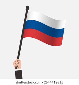 Hand Holding Russia Waving Flag
