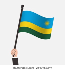 Hand Holding Rwanda Waving Flag