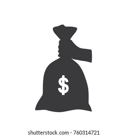 Hand holding a sack of money, vector illustration design. Hands collection.