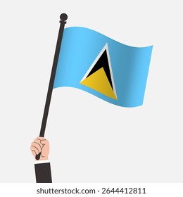 Hand Holding Saint Lucia Waving Flag