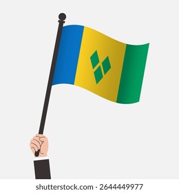 Hand Holding Saint Vincent and the Grenadines Waving Flag