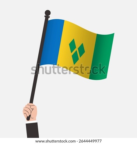 Hand Holding Saint Vincent and the Grenadines Waving Flag