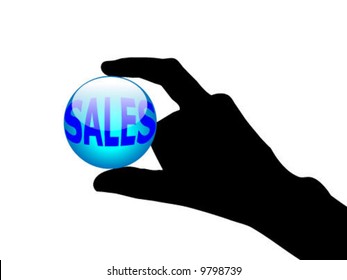 Hand holding SALE button - vector illustration