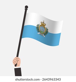 Hand Holding San Marino Waving Flag