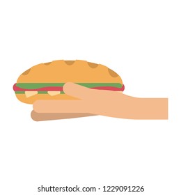 Hand holding sandwich