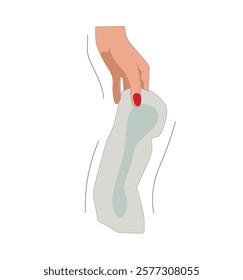 Hand Holding a Sanitary Pad During Menstruation