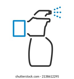 Hand Holding Sanitizer Bottle Icon. Editable Bold Outline With Color Fill Design. Vector Illustration.