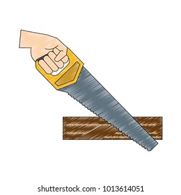 Hand holding saw