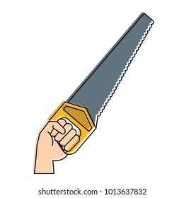 Hand holding saw