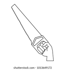 Hand holding saw