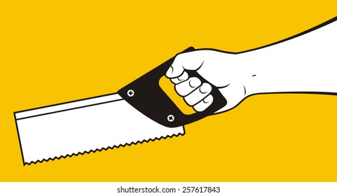 Hand holding saw