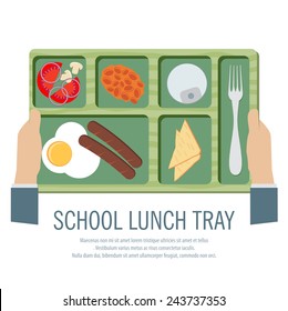 Hand Holding A School Lunch Tray Vector Illustration