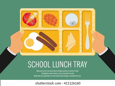 Hand Holding A School Lunch Tray Vector Illustration