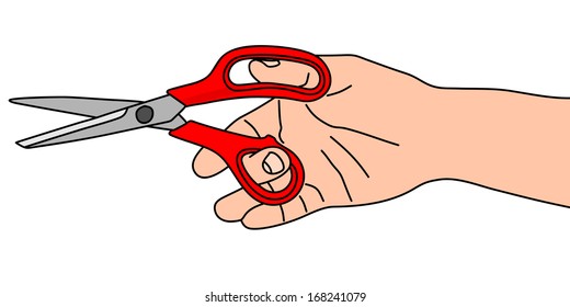 Hand holding scissor, illustration 