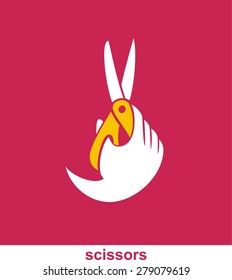 hand holding scissors color mark