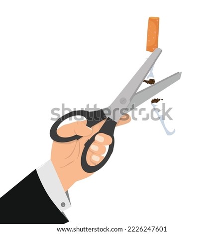 hand holding Scissors cutting cigarrette sign 