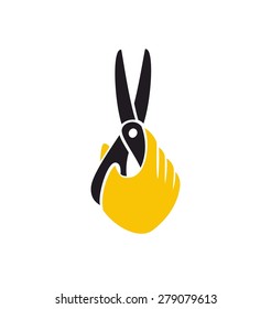 hand holding scissors icon