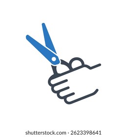 Hand Holding Scissors Icon Isolated On White Background