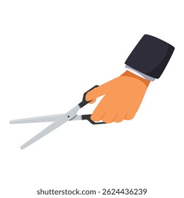 Hand holding scissors ready for cutting, inauguration or opening ceremony