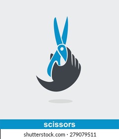 hand holding scissors sign