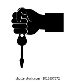 Hand holding screwdriver