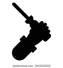 Hand Holding Screwdriver Icon for Tools and Repair Themes