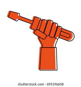 hand holding screwdriver tool icon image 