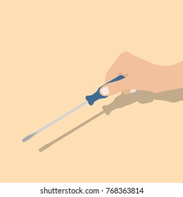 Hand holding a screwdriver, vector illustration design. Hands collection.