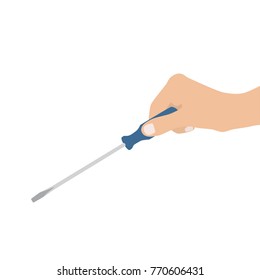 Hand holding a screwdriver, vector illustration design. Hands collection.