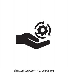 Hand Holding Setting Icon,cog Industrial Technology Design Illustration