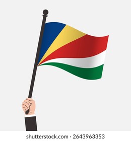 Hand Holding Seychelles Waving Flag