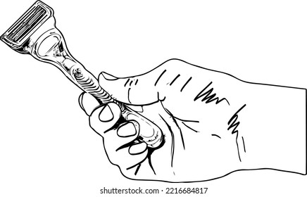 hand holding a shaving razor silhouette, razor in a barber's hand vector illustration, hair cut and shaving tools clip art and symbol