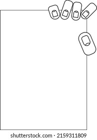 Hand holding sheet of paper isolated on white background in simple style