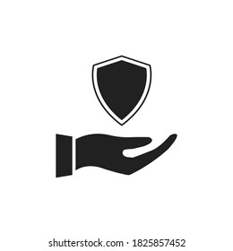 Hand Holding Shield Icon. Shield Protection Vector Illustration. Privacy Concept.